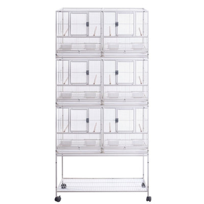 YES4PETS 208cm Stackable White Breeding Bird Budgies Aviary Cage Shelf Wheels