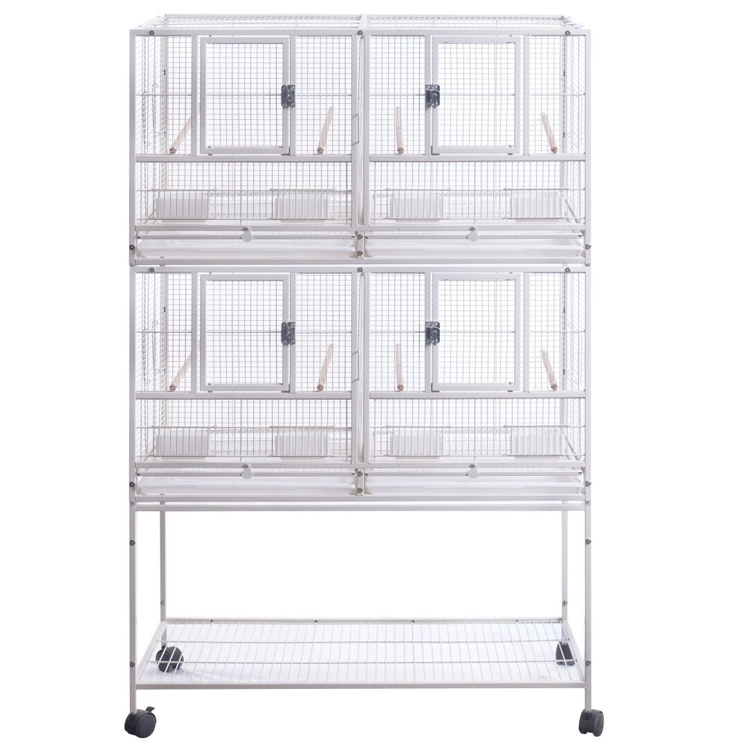 YES4PETS White Breeding Bird Budgies Aviary Cage Shelf Wheels