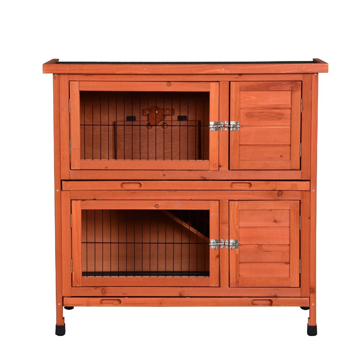 YES4PETS Large Double Storey Rabbit Hutch Guinea Pig Ferret Cage Brown 915 X 450 X 908MM