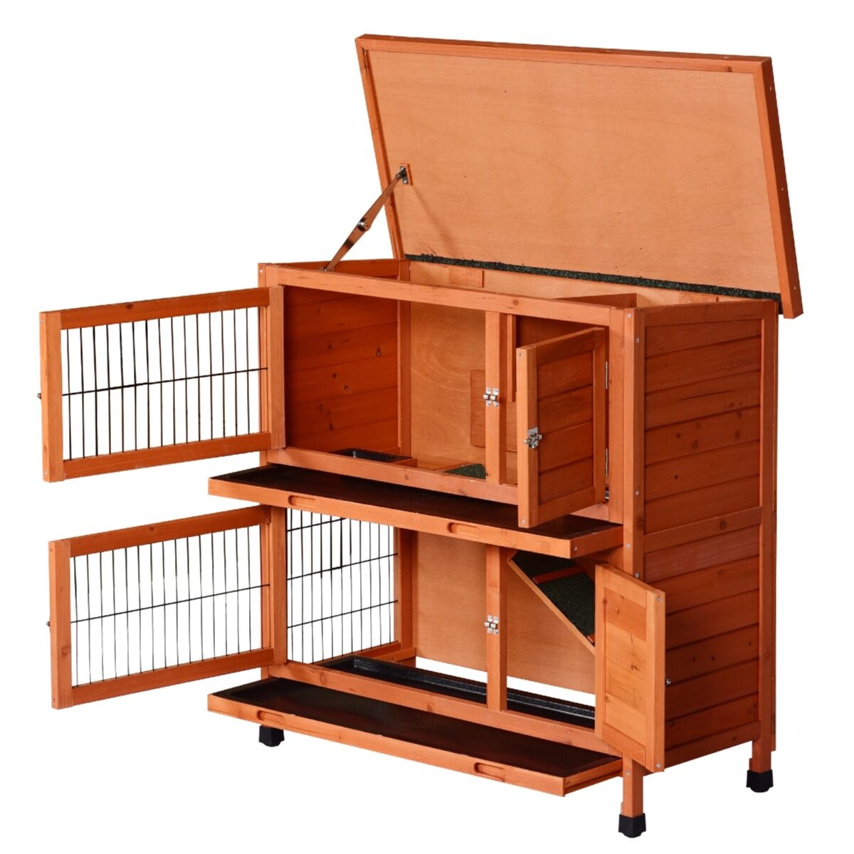 YES4PETS Large Double Storey Rabbit Hutch Guinea Pig Ferret Cage Brown 915 X 450 X 908MM