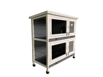 YES4PETS Large Double Storey Rabbit Hutch Guinea Pig Ferret Cage Grey