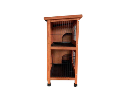 YES4PETS Large Double Storey Rabbit Hutch Guinea Pig Ferret Cage Brown