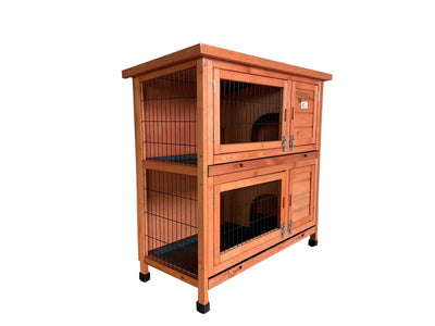 YES4PETS Large Double Storey Rabbit Hutch Guinea Pig Ferret Cage Brown