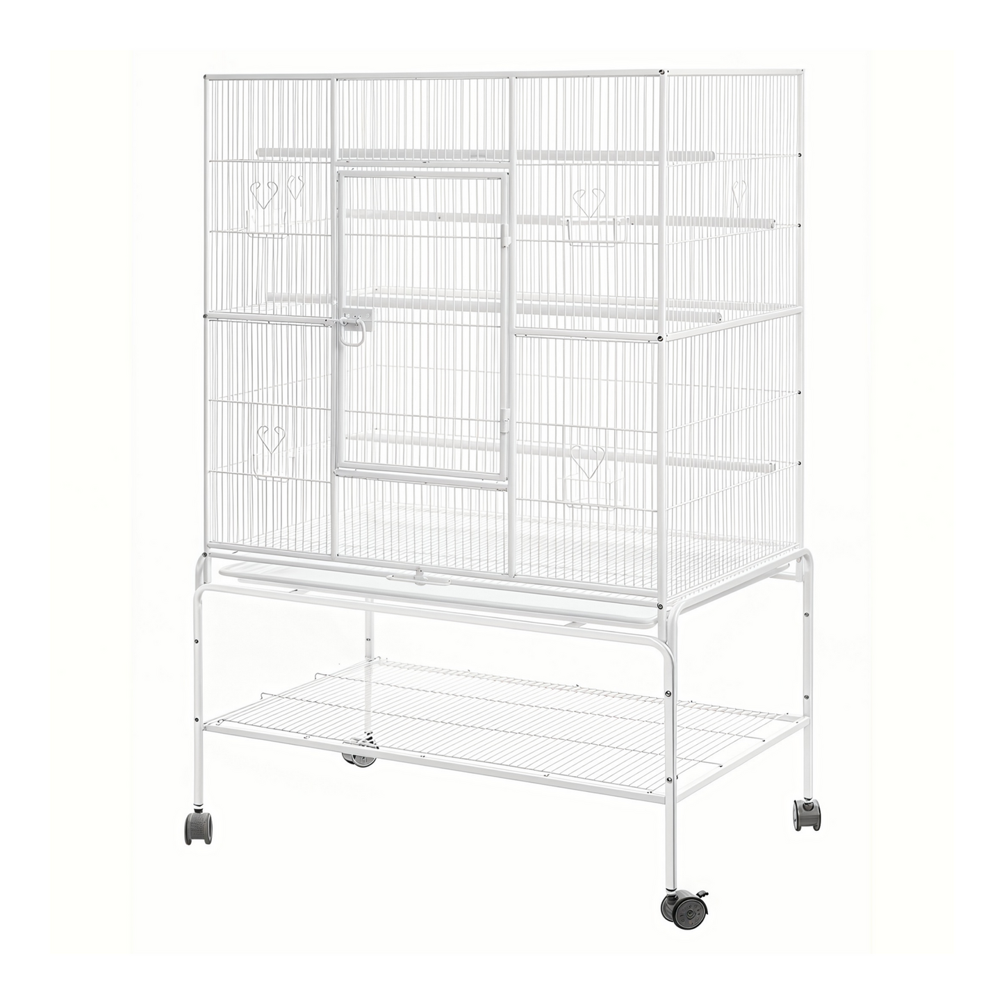YES4PETS 158 cm White Large Bird Cage Parrot Budgie Aviary With Stand & Cover
