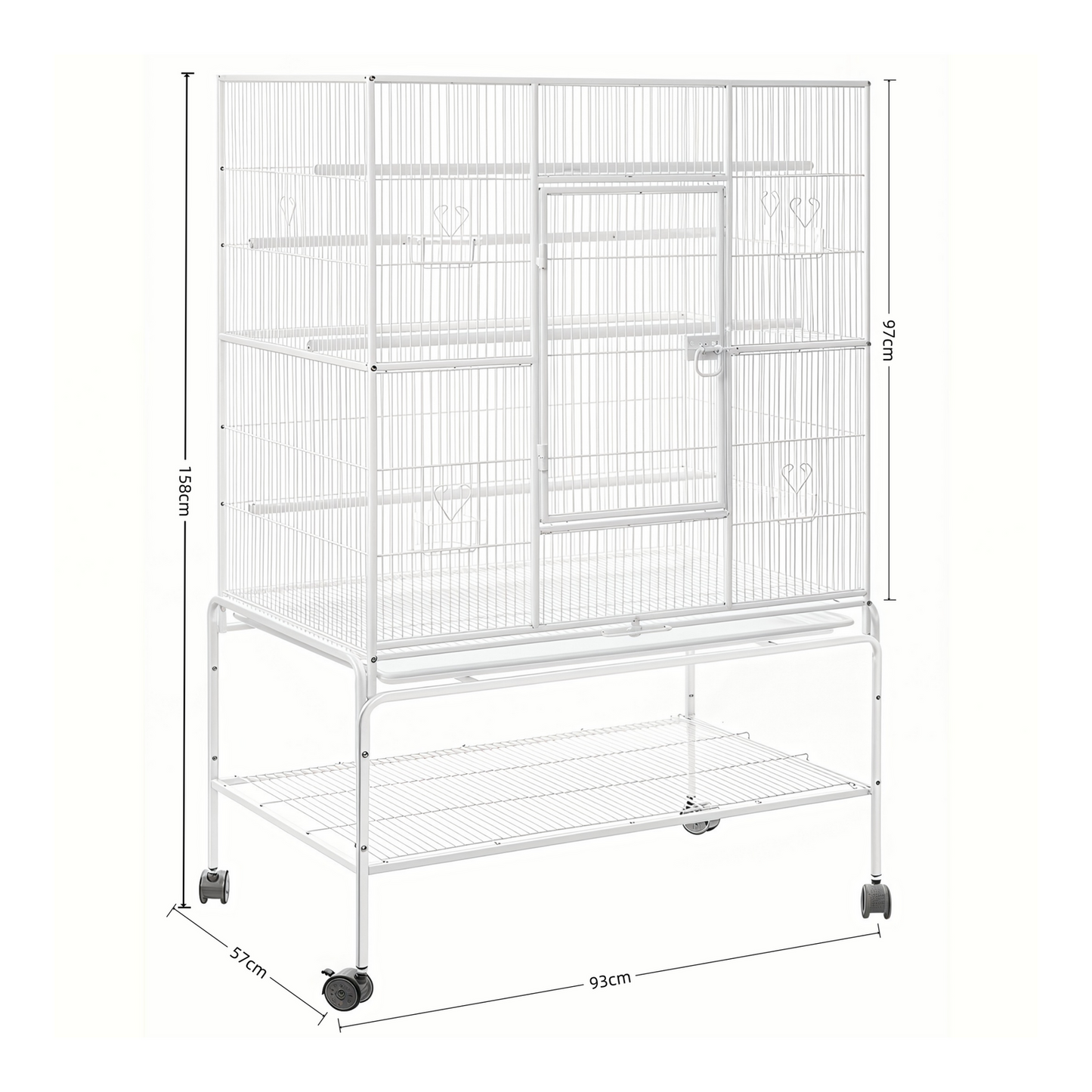 YES4PETS 158 cm White Large Bird Cage Parrot Budgie Aviary With Stand & Cover