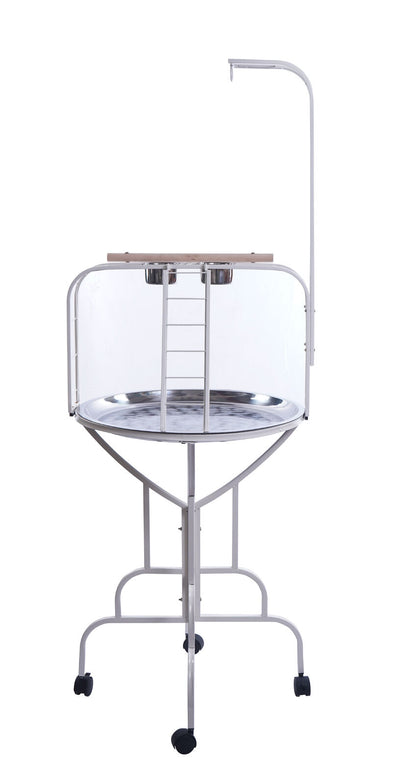 YES4PETS White Bird Cage Parrot Playpen Gym Toy Stand With Ladder On Wheels