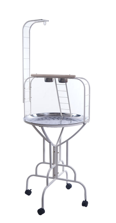 YES4PETS White Bird Cage Parrot Playpen Gym Toy Stand With Ladder On Wheels