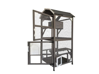 YES4PETS Pet Cat Bird Ferret Shelter Condo with Escape Door Wooden Kitten Cage House