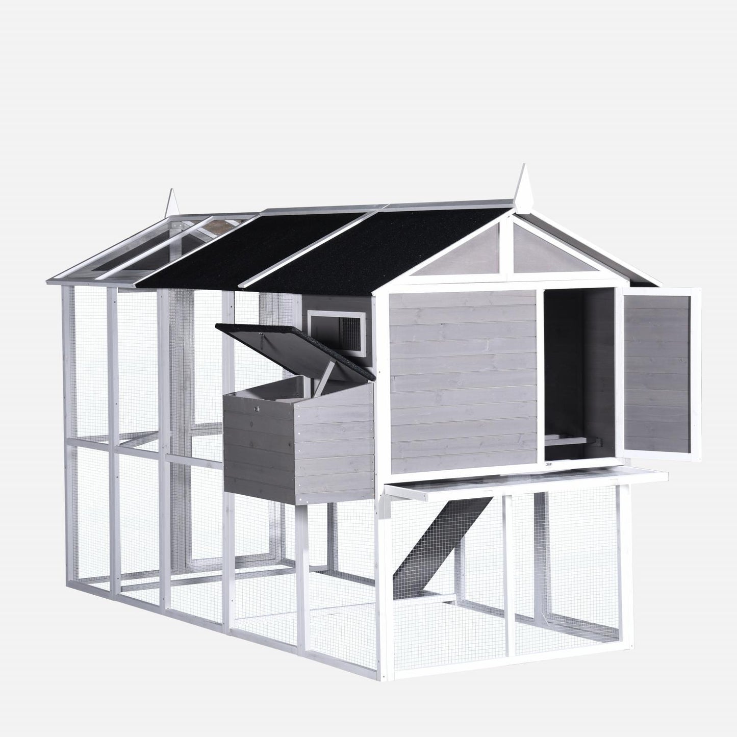 YES4PETS Grey XXXXL Chicken Coop Rabbit Guinea Pig Hutch Ferret Hen Cat Bird House