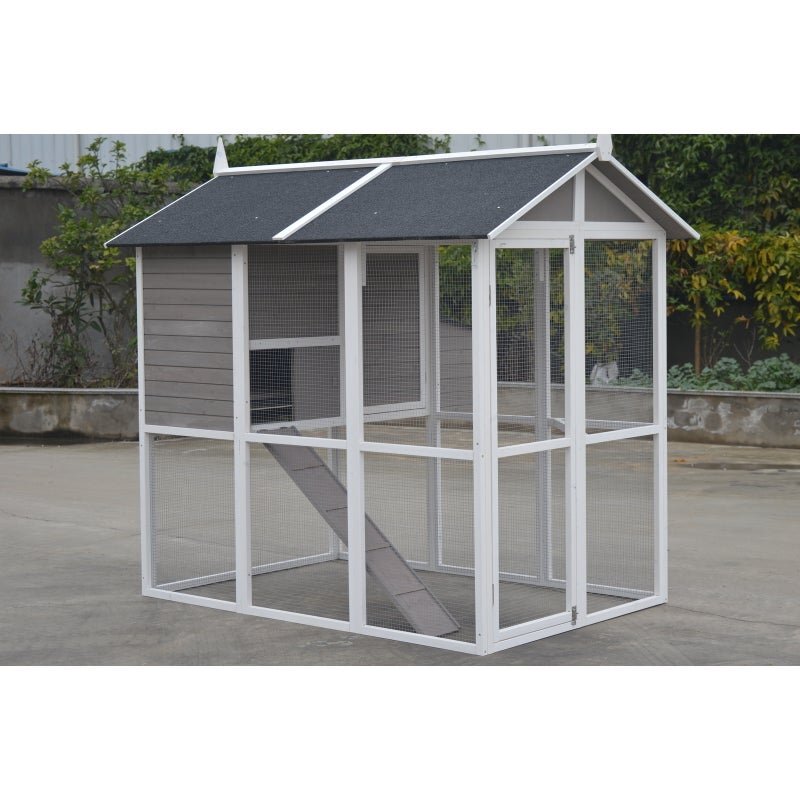 YES4PETS Grey XL Chicken Coop Rabbit Guinea Pig Hutch Ferret Hen Cat Bird House