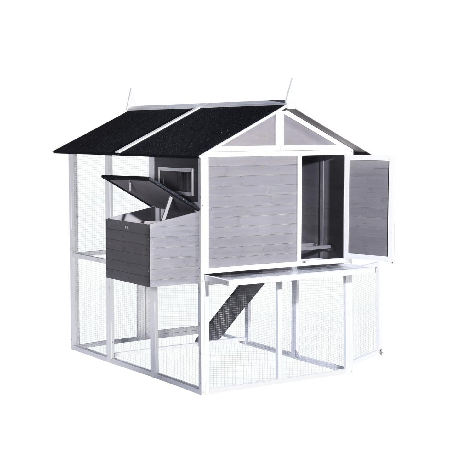 YES4PETS Grey XL Chicken Coop Rabbit Guinea Pig Hutch Ferret Hen Cat Bird House
