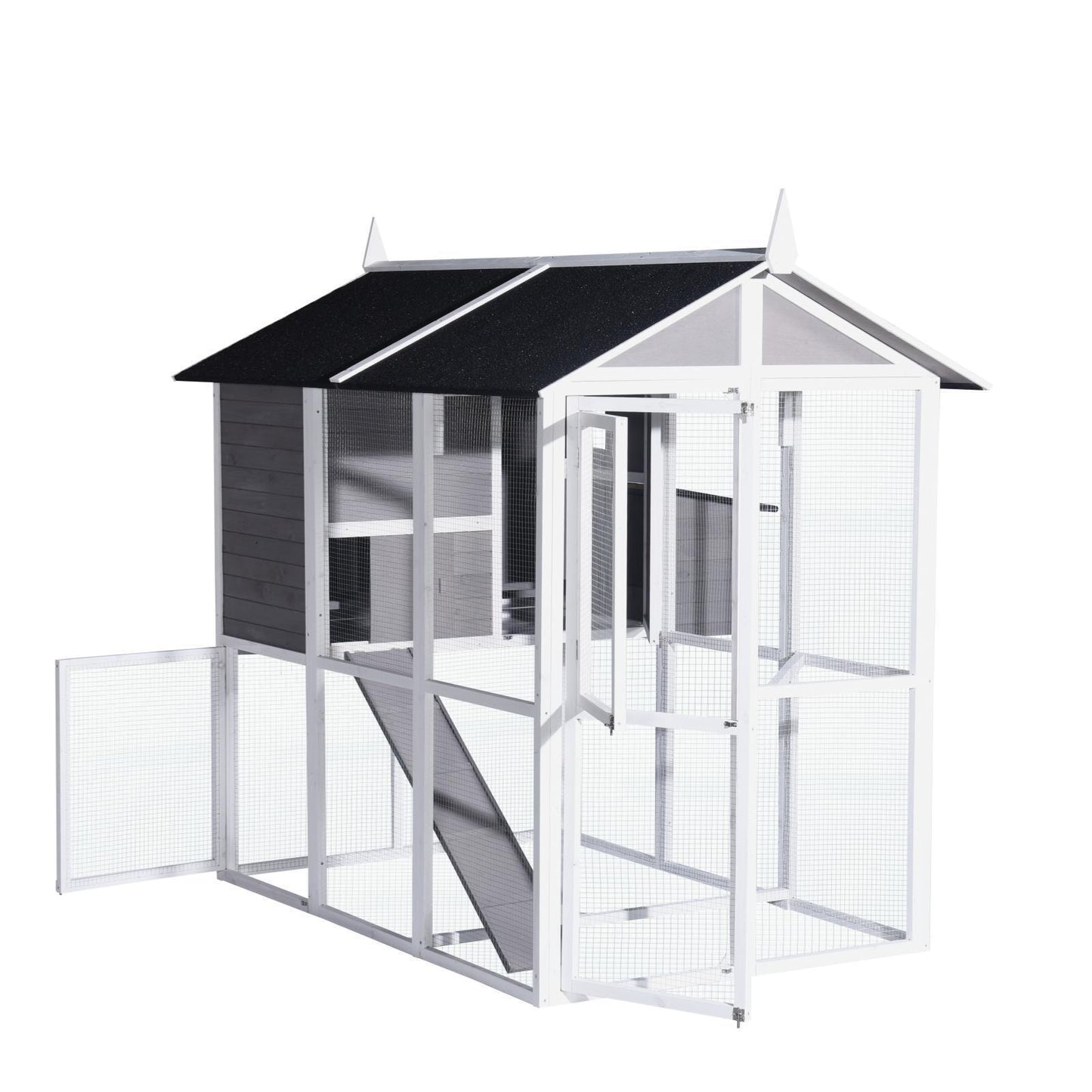 YES4PETS Grey XL Chicken Coop Rabbit Guinea Pig Hutch Ferret Hen Cat Bird House