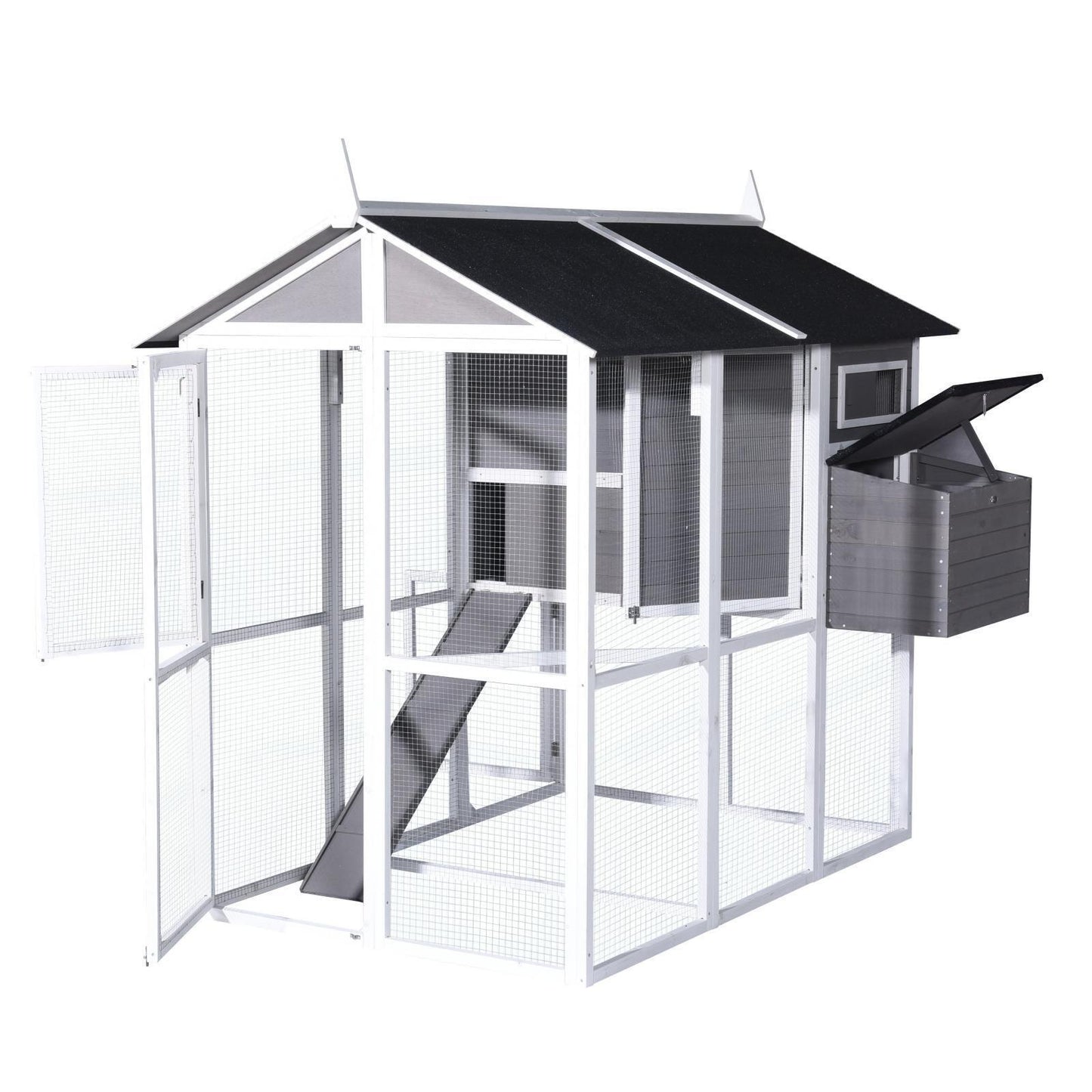 YES4PETS Grey XL Chicken Coop Rabbit Guinea Pig Hutch Ferret Hen Cat Bird House