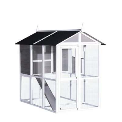YES4PETS Grey XL Chicken Coop Rabbit Guinea Pig Hutch Ferret Hen Cat Bird House