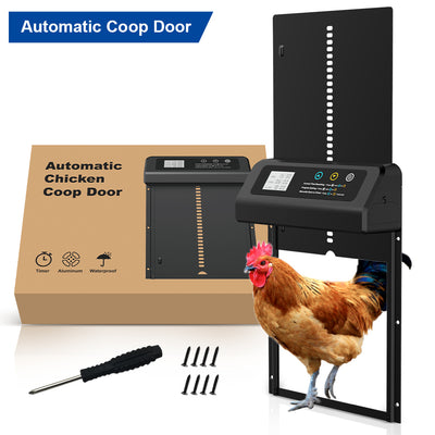 YES4PETS Automatic Aluminum Chicken Coop Door Timer Durable Anti Pinch LED Screen