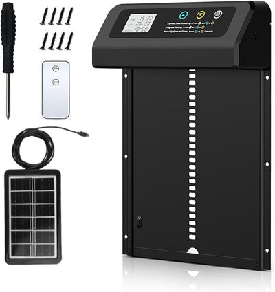 YES4PETS Automatic Aluminum Chicken Coop Door Timer Solar Panel Remote Control Anti Pinch