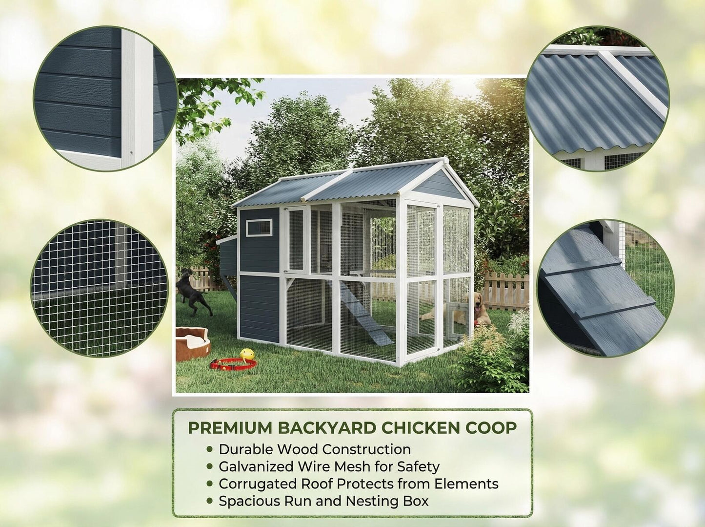 YES4PETS XXL Chicken Coop Rabbit Guinea Pig Hutch Ferret Hen Cat House 2380*1420*1650