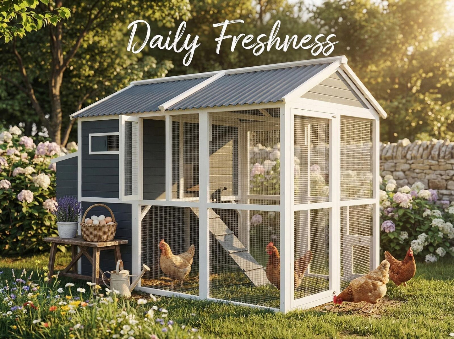 YES4PETS XXL Chicken Coop Rabbit Guinea Pig Hutch Ferret Hen Cat House 2380*1420*1650