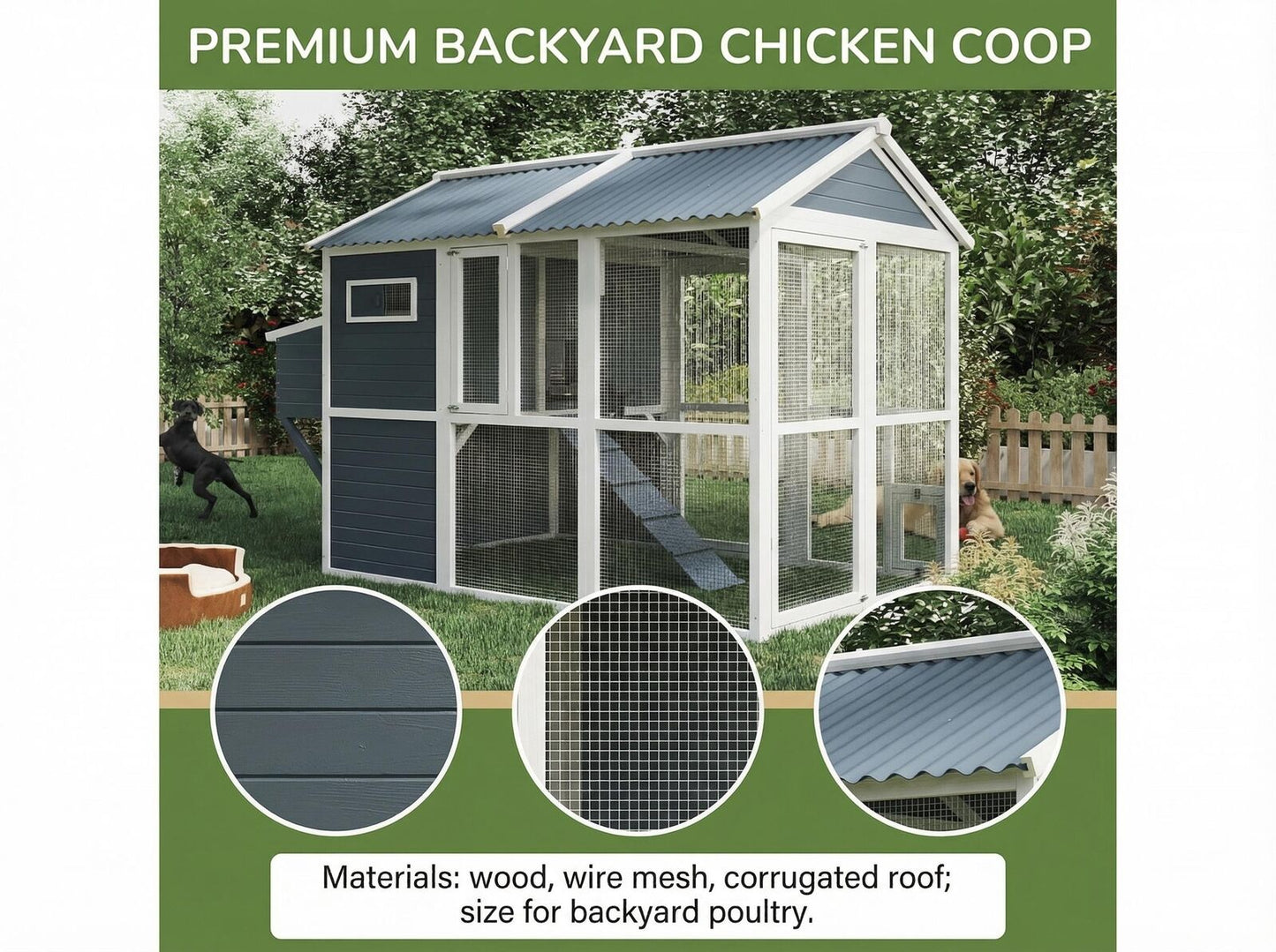 YES4PETS XXL Chicken Coop Rabbit Guinea Pig Hutch Ferret Hen Cat House 2380*1420*1650