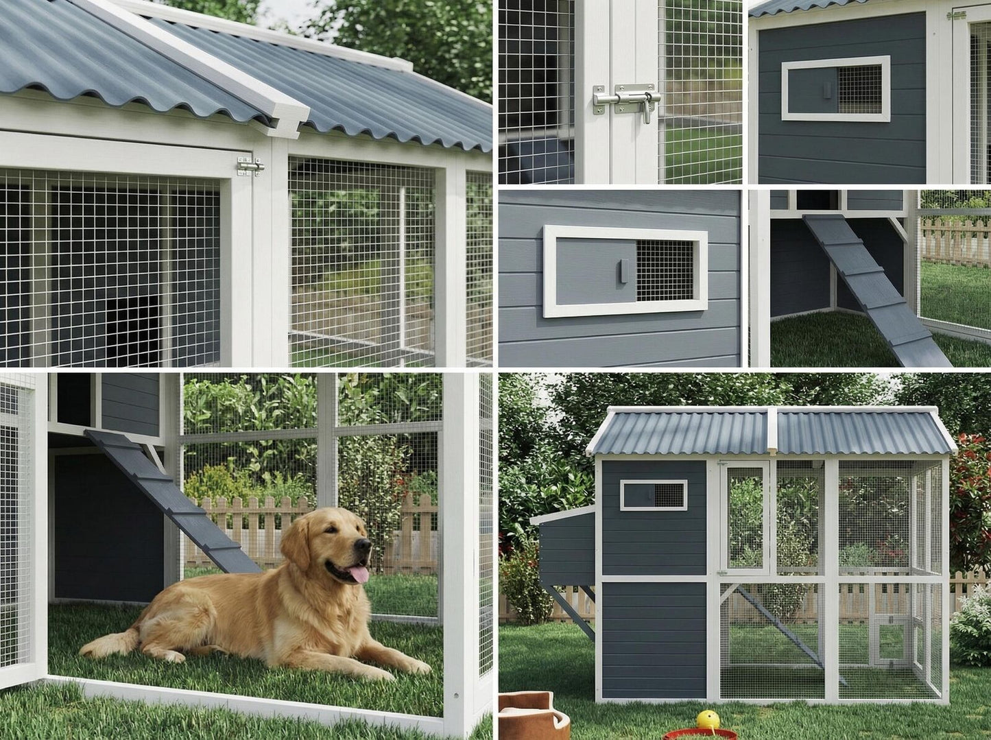 YES4PETS XXL Chicken Coop Rabbit Guinea Pig Hutch Ferret Hen Cat House 2380*1420*1650