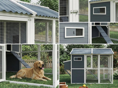 YES4PETS XXL Chicken Coop Rabbit Guinea Pig Hutch Ferret Hen Cat House 2380*1420*1650
