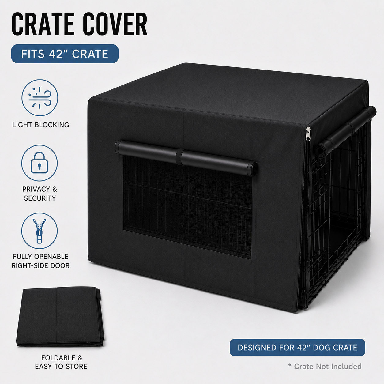 YES4PETS 42' Dog Cat Rabbit Collapsible Crate Pet Cage Canvas Cover-Black