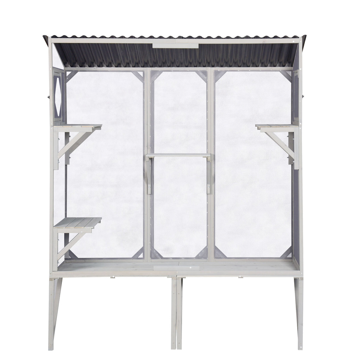 YES4PETS Wall Mounted Outdoor Cat Playhouse with Roof & Platforms – Window Access Catio Enclosure
