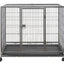YES4PETS Medium Pet Dog Cat Cage Metal Rabbit Crate Carrier Kennel Wheel & Tray