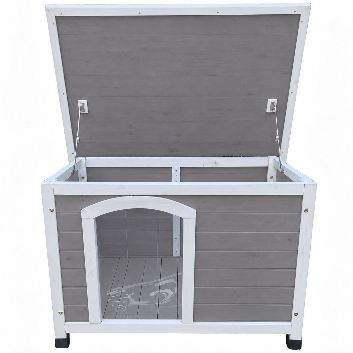 YES4PETS M Timber Pet Dog Kennel House Puppy Wooden Timber Cabin With Stripe