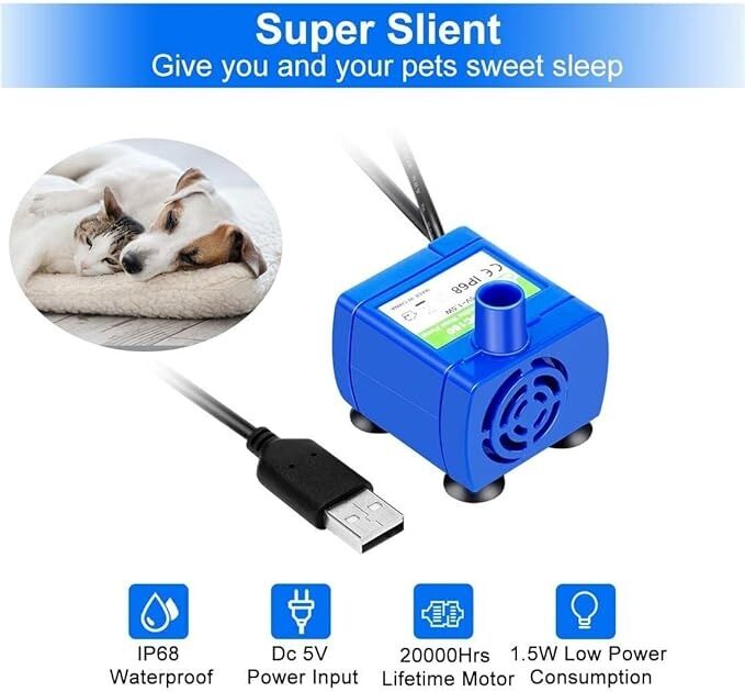 YES4PETS Cat Pet Water Fountain Pump Replacement LED Light DR-DC for Round Cubic Flower Cap Fountains