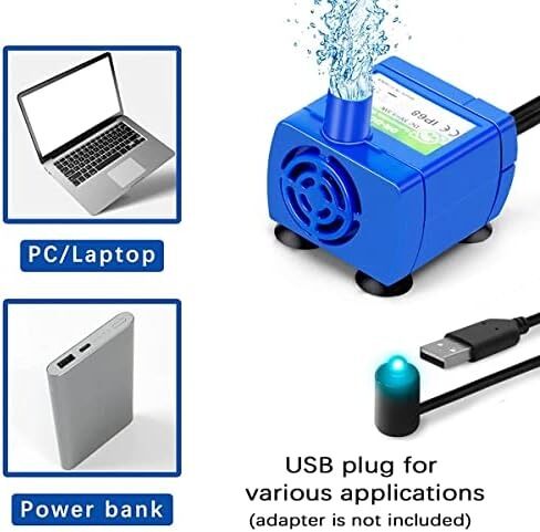 YES4PETS Cat Pet Water Fountain Pump Replacement LED Light DR-DC for Round Cubic Flower Cap Fountains