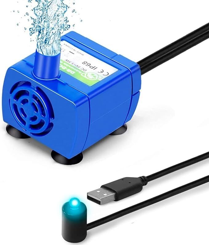 YES4PETS Cat Pet Water Fountain Pump Replacement LED Light DR-DC for Round Cubic Flower Cap Fountains