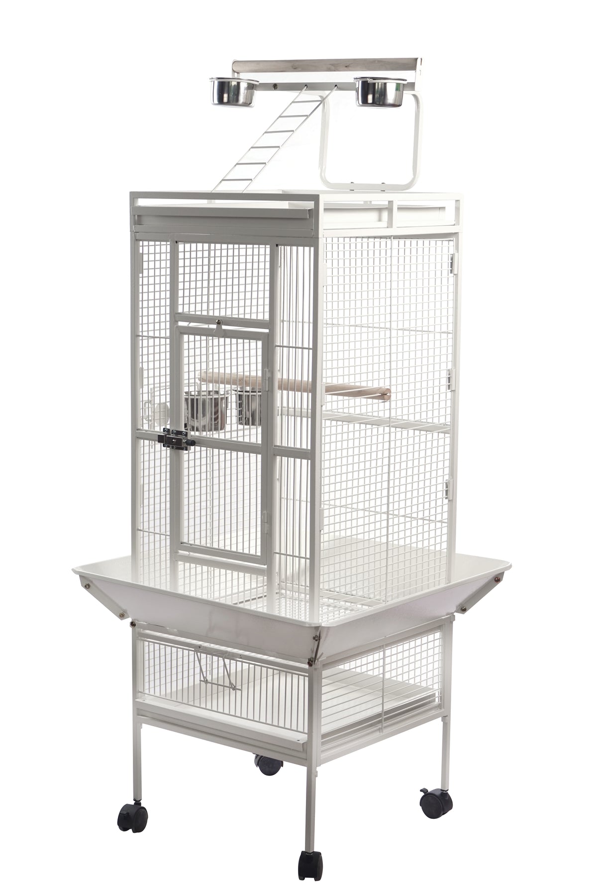 YES4PETS White 153 cm Large Bird Budgie Cage Parrot Aviary With Metal Tray and  Wheel