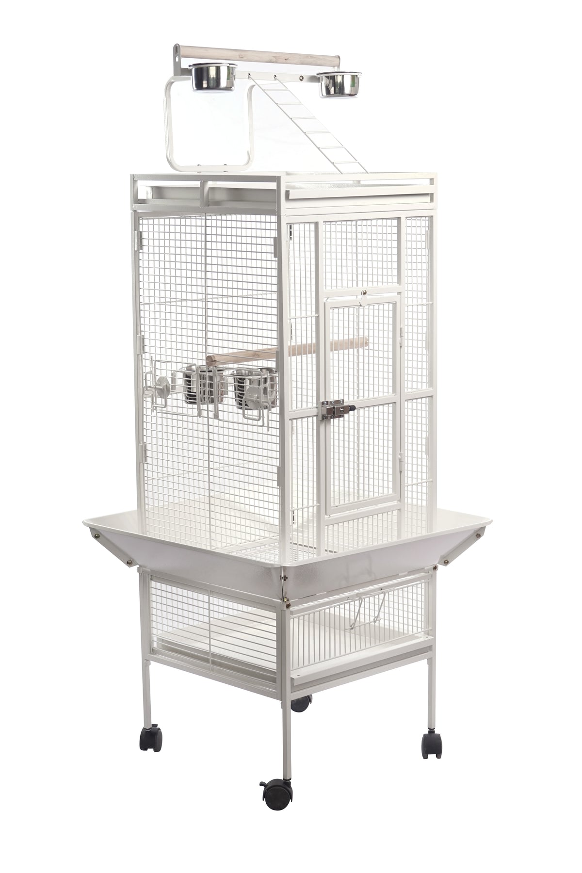 YES4PETS White 153 cm Large Bird Budgie Cage Parrot Aviary With Metal Tray and  Wheel