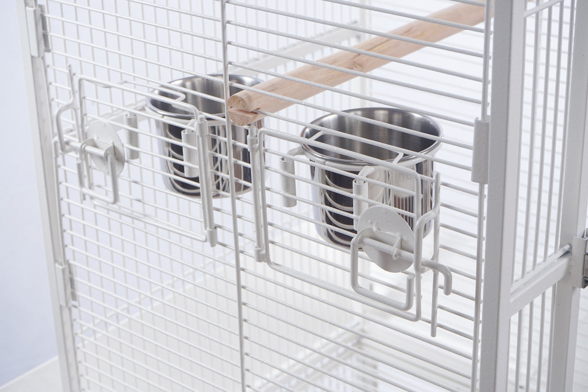 YES4PETS White 153 cm Large Bird Budgie Cage Parrot Aviary With Metal Tray and  Wheel