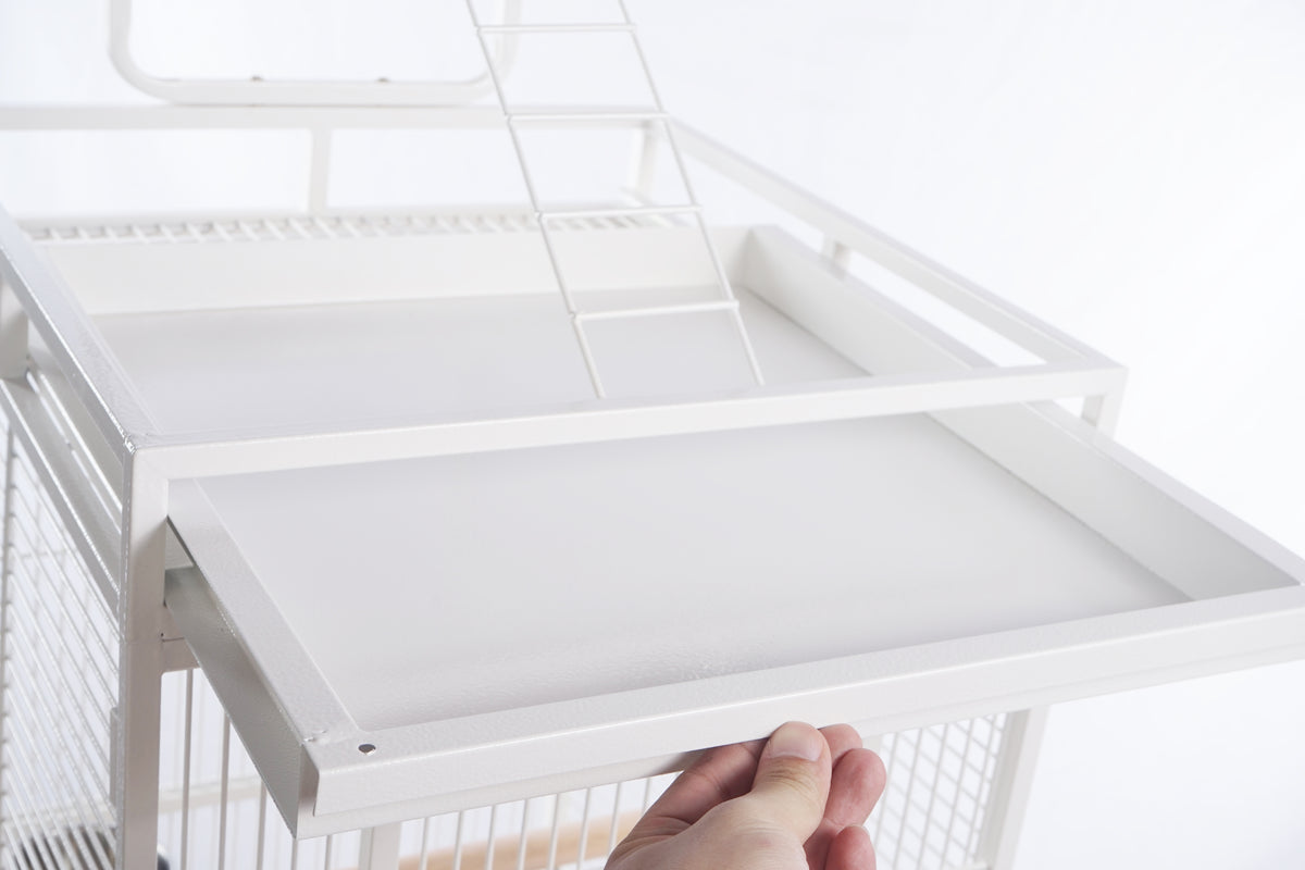 YES4PETS White 153 cm Large Bird Budgie Cage Parrot Aviary With Metal Tray and  Wheel
