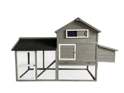 YES4PETS Grey Large Chicken Coop Rabbit Hutch Guinea Pig Cage Ferret House