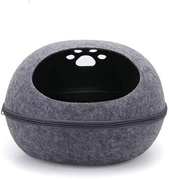 YES4PETS Large Cave Cat Soft Cushion Igloo Kitten Cat Bed Mat House Dog Puppy Dark Grey
