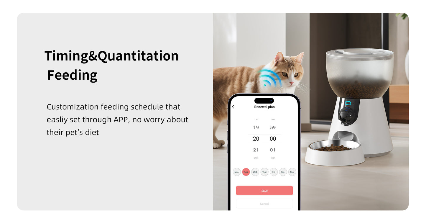 Smart Automatic Pet Dog Cat Rabbit Monitoring Feeder Camera APP for iPhone Android