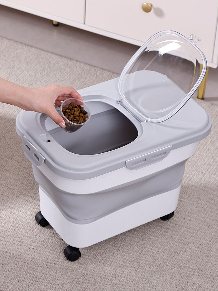 YES4PETS 22L Foldable Pets Dogs Puppy Food Storage Storer Container Wheels