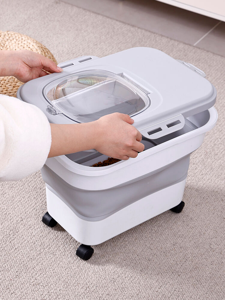 YES4PETS 22L Foldable Pets Dogs Puppy Food Storage Storer Container Wheels
