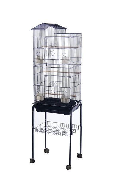 YES4PETS 158cm Large Bird Cage Pet Parrot Aviary Budgie Perch Rolling Stand Castor Wheel