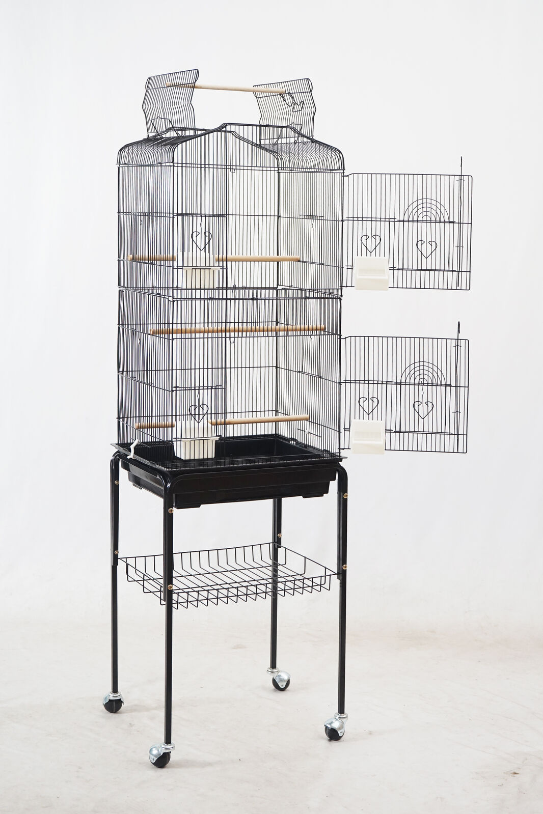 YES4PETS 153cm Large Bird Cage Pet Parrot Aviary Budgie Perch Rolling Stand Castor Wheel