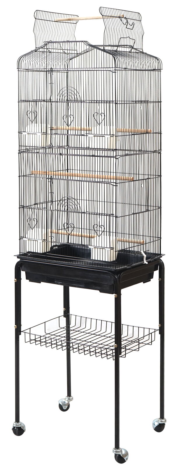 YES4PETS 153cm Large Bird Cage Pet Parrot Aviary Budgie Perch Rolling Stand Castor Wheel