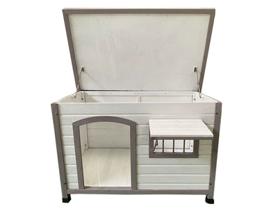 YES4PETS L White Pet Dog Wooden Kennel House Window Puppy Cabin Timber