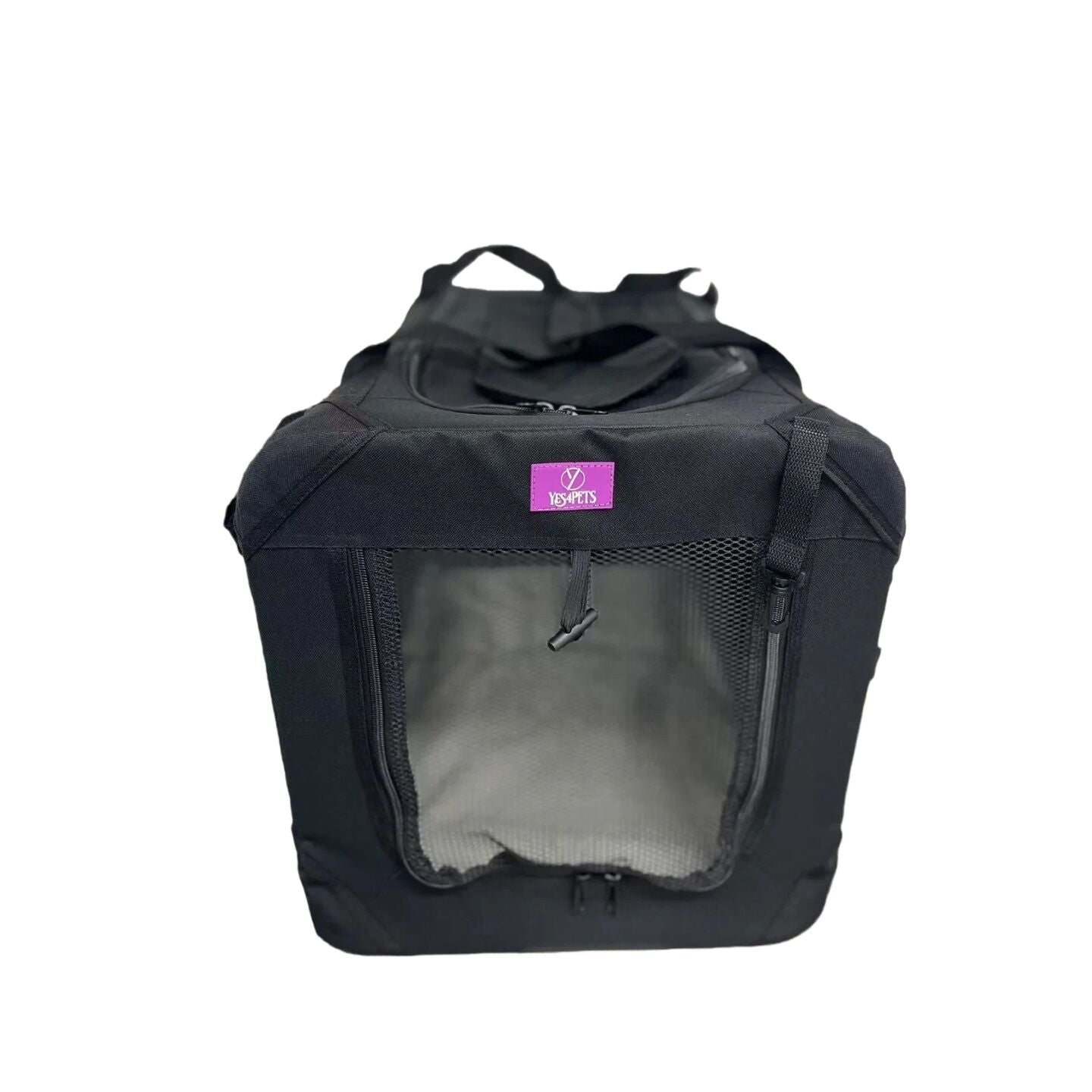 YES4PETS Medium Foldable Soft Dog Cat Puppy Rabbit Crate Bag With Curtain Black