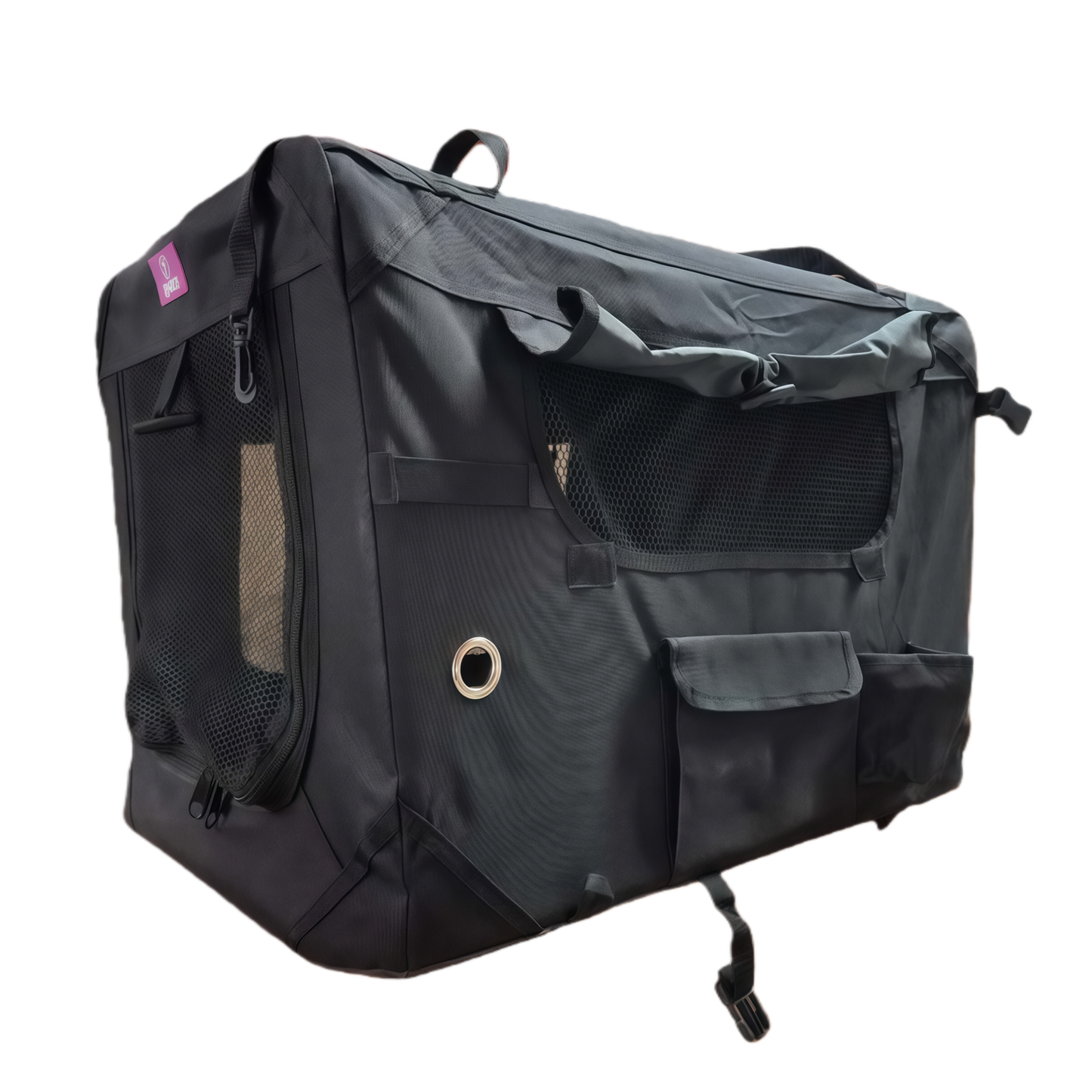 YES4PETS Medium Foldable Soft Dog Cat Puppy Rabbit Crate Bag With Curtain Black