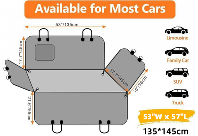 YES4PETS Waterproof Premium Pet Cat Dog Back Car Seat Cover Hammock NonSlip Mat Protector 135x145cm