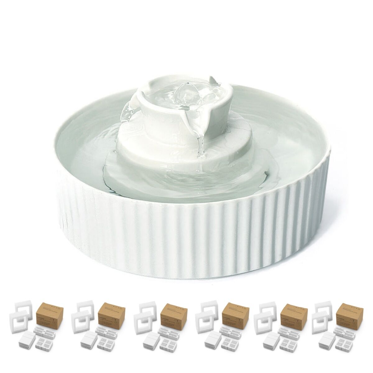 YES4PETS Porcelain Electric Pet Water Fountain Dog Cat Ceramic Water Feeder Dispenser 49 Filters