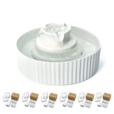 YES4PETS Porcelain Electric Pet Water Fountain Dog Cat Ceramic Water Feeder Dispenser 49 Filters